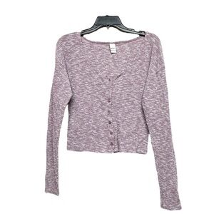 BONGO Purple Long Sleeve Crop Button Down Top